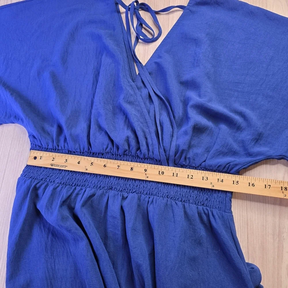 ODDY‎ Royal Blue Maxi Dress 1XL Plus Size Empire Waist Flowy Beach Resort NWT